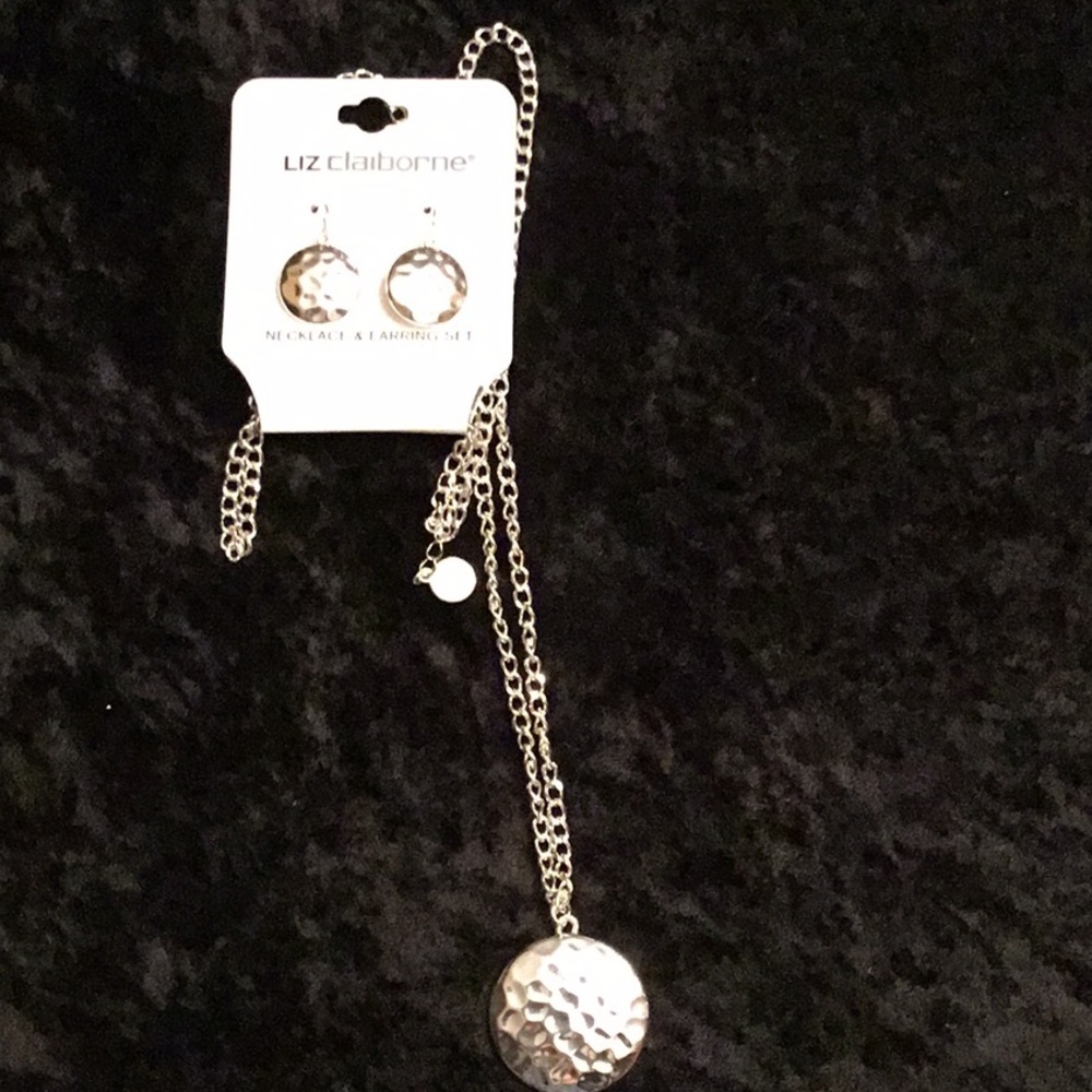 Liz Claiborne silver necklace and earrings set
